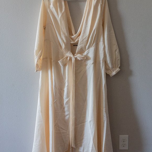 Cowl Back Satin Wrap Maxi Dress - Picture 3 of 6
